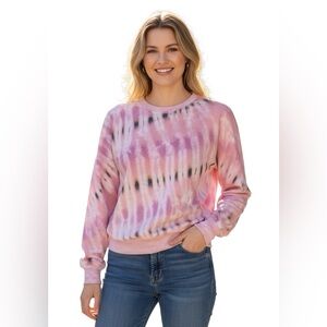 Young Fabulous & Broke NWT Tie-Dye Boho Sweatshirt Pink & Purple Cozy Top